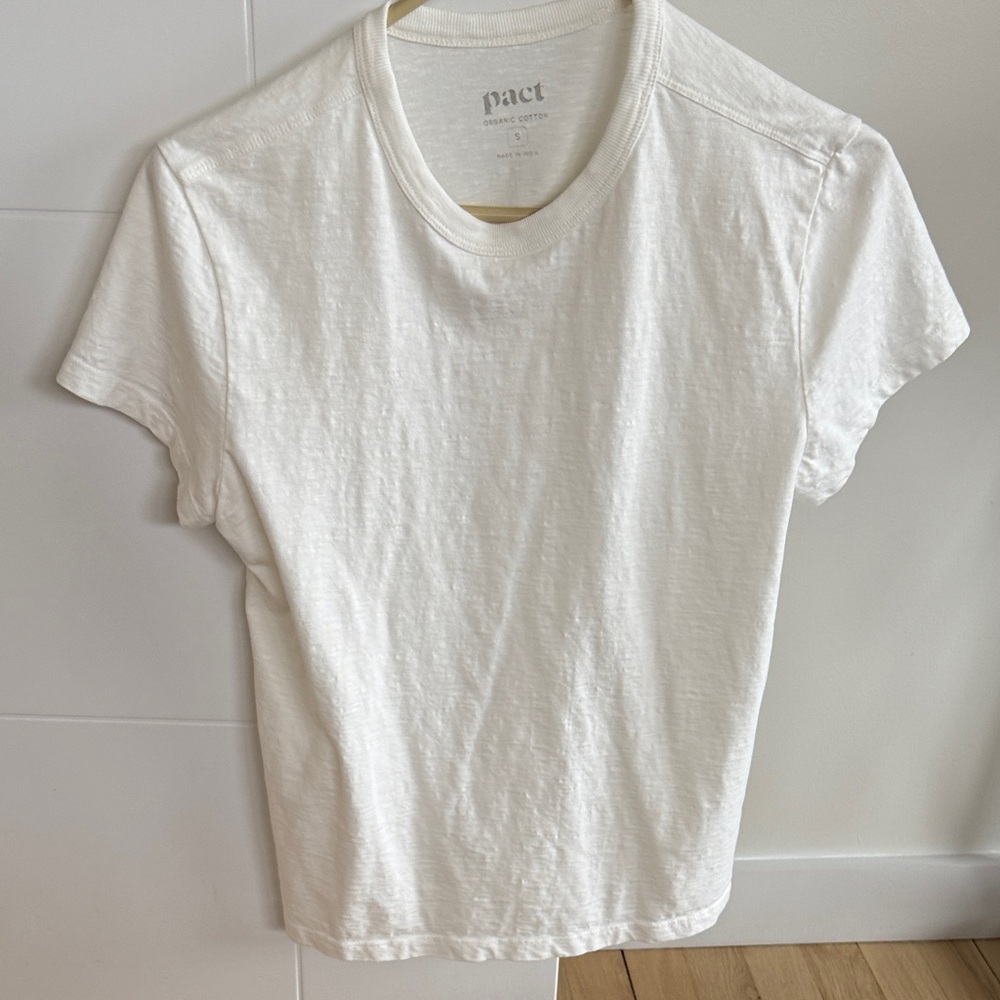 Pact Women's Short Sleeve Crewneck Tee in White - Picture 3 of 3